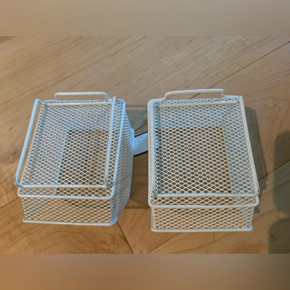 Container Store Stackable White Office Organizer Trays